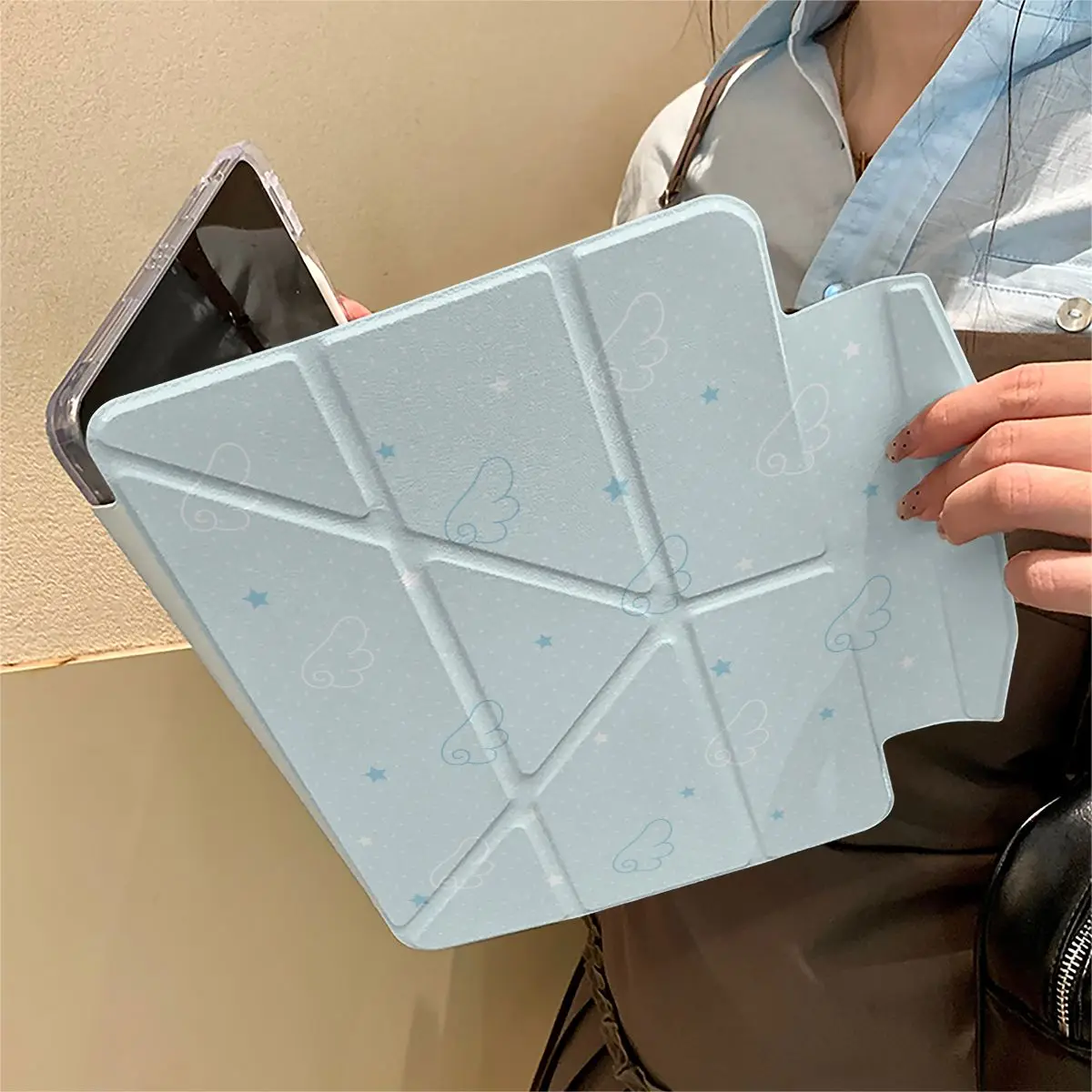 

Angel Wings Case for IPad Pro 11 M4 M2 M3 Cute Korean Style Cover for IPad 10th 9th Gen Air 5 4 10.9" Mini 7 Shell with Pen Slot