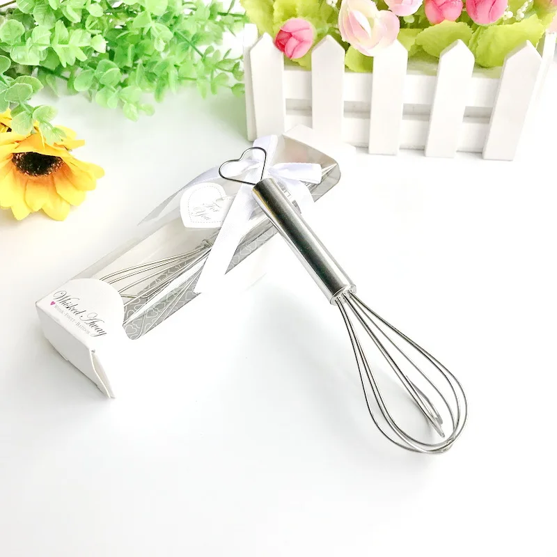 Heart-Shaped Stainless Steel Whisk in Gift Box Wedding Favors Hand Egg Beater Bridal Shower, Party Supplies, Whisked Away, 12Pcs