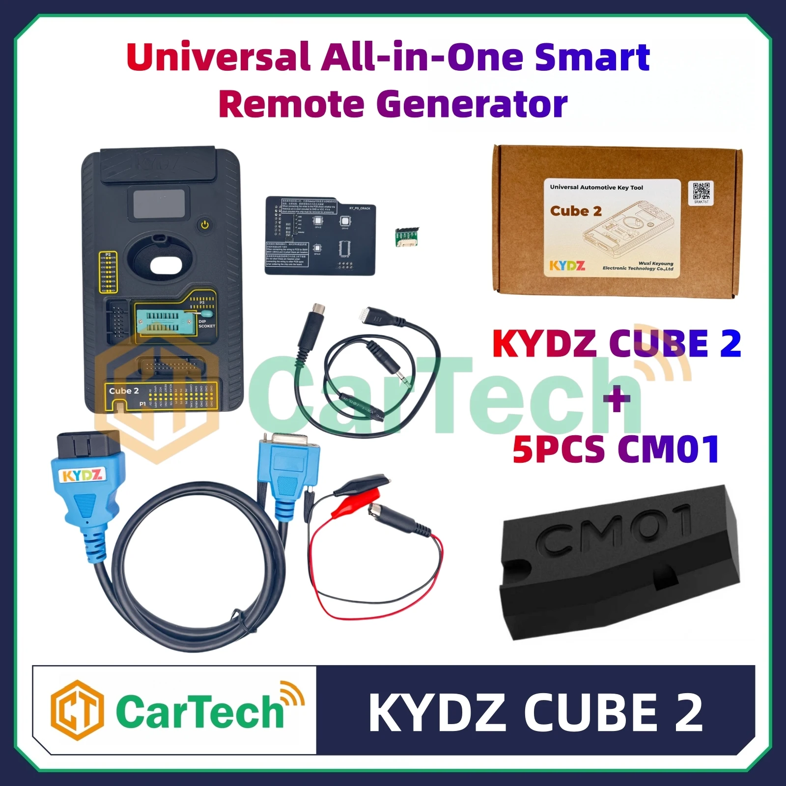 Универсальный смарт-генератор пультов KYDZ Cube 2 (обновление CUBE 1) с чипом NXP, поддержка повторного обучения и сброса, совместимость с 46, 48, MQB49, 5C, 5D