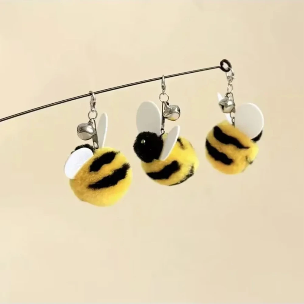 Pet interativo gato brinquedos bonito simulação abelhas gato provocando varas brinquedos interativos para aliviar o tédio gato auto diversão brinquedos para animais de estimação