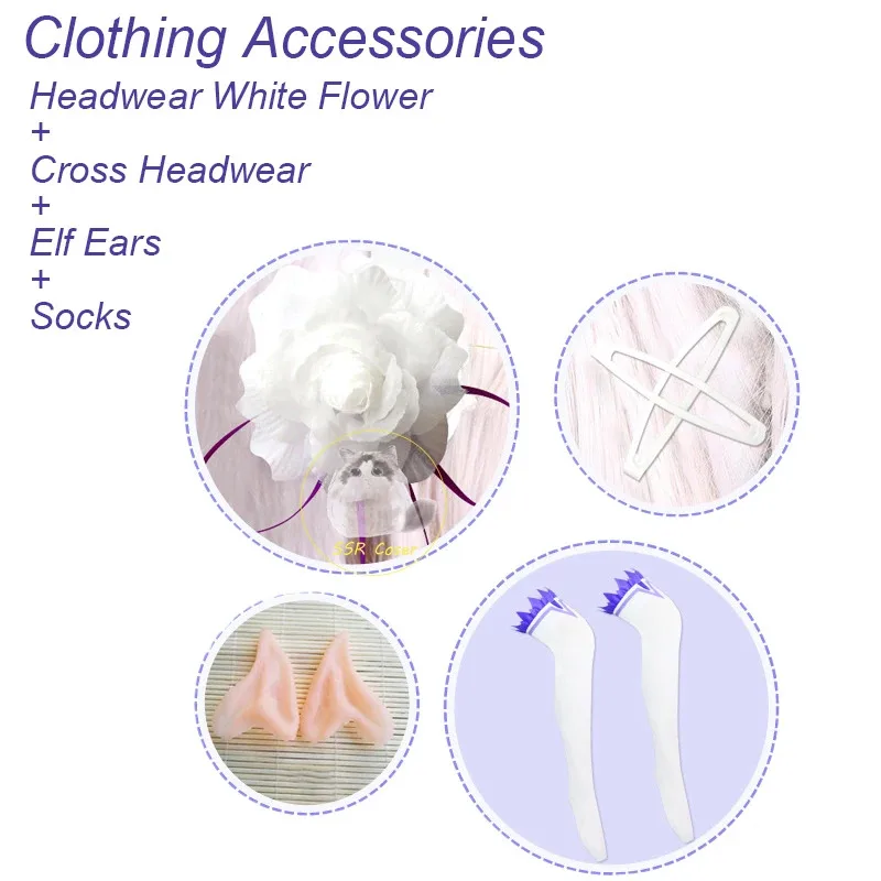 アニメ エミリア Re:ゼロから始める異世界生活 コスプレ衣装 女性ドレス ヘッドドレスウィッグ付き ハロウィンパーティー用;6'x、9;y'