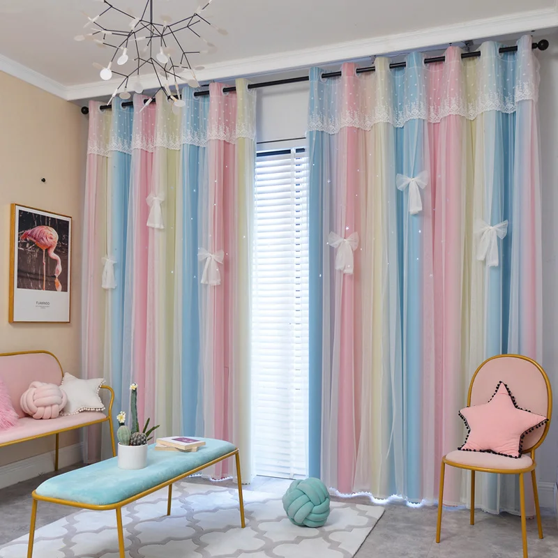 

Custom. [2211 Repurchase] Double-Layer Net Red Princess Style Bedroom Dream Curtain 2025 New Bay Window Shading Children's Room