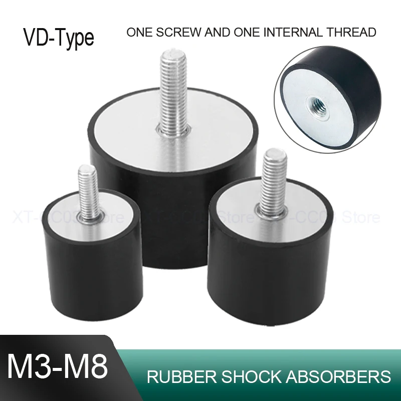 1/2/4/8Pcs M3 M4 M5 M6 M8 VD-Type Rubber Shock Absorber Isolation Mount Damper Diameter 8/15/20/25/30/40mm Rubber Height 8-40mm