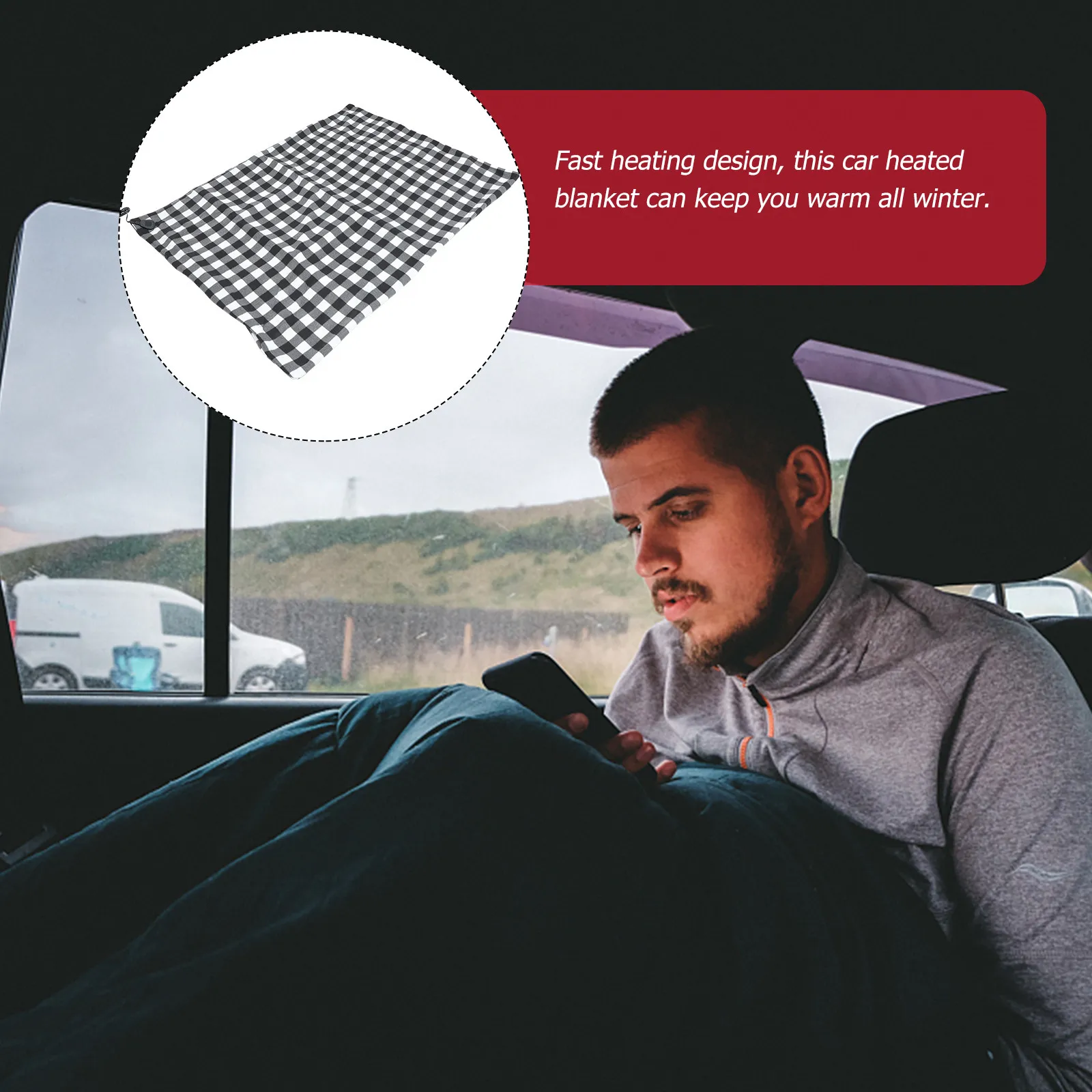 

Heating Car Blanket 12V Electric for Auto Travel Fast Warmth with Safety Thermostat Detachable Liner Comfortable Winter Use