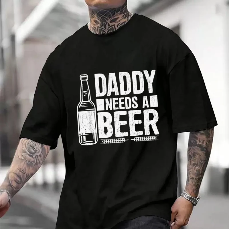 

Мужская и женская футболка Daddy Needs A Beer, новая летняя хлопковая футболка с короткими рукавами, топ для езды на мотоцикле и велосипеде
