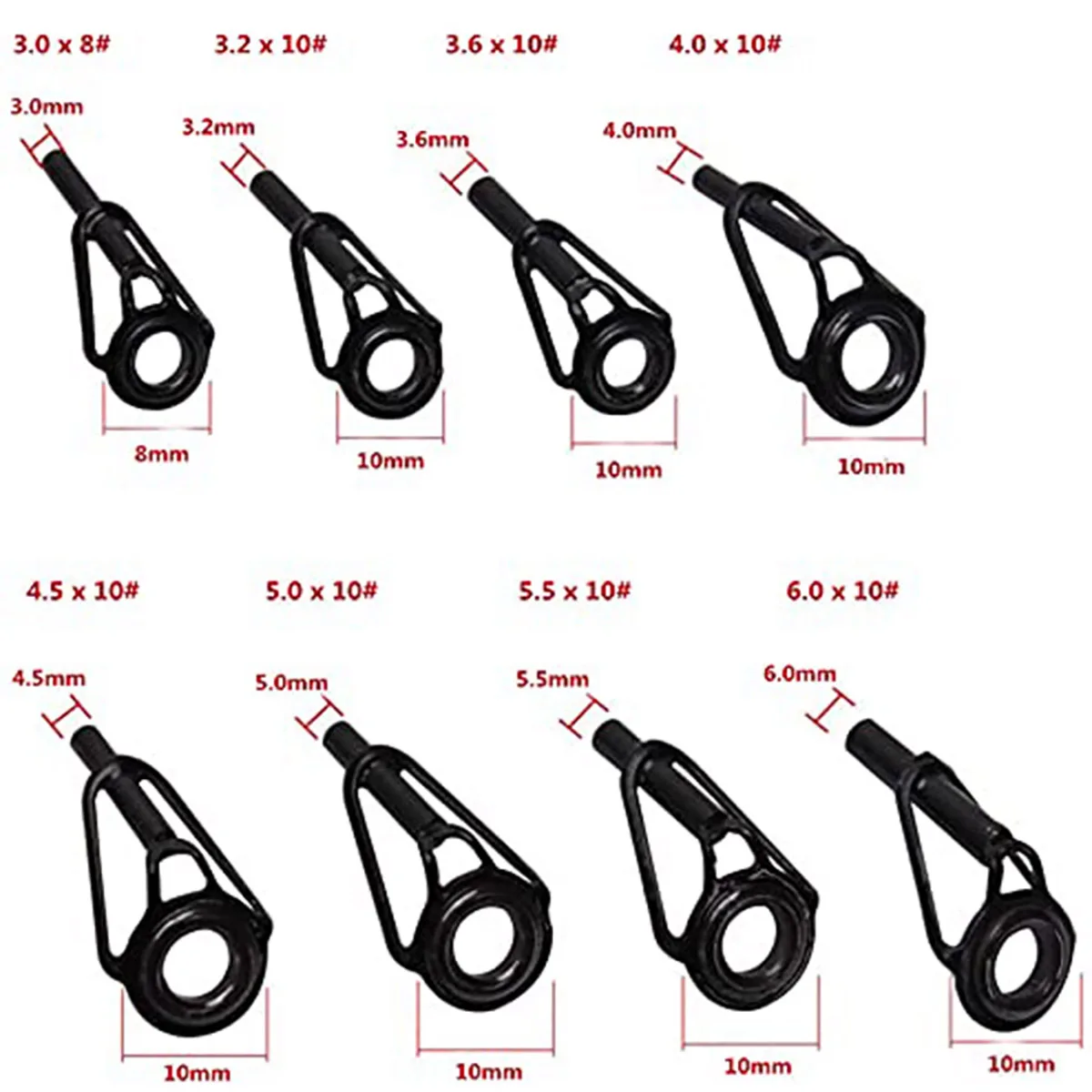 Stainless Steel Fishing Top Rod Guide Porcelain Ring 8pcs DIY Fishing Pole Tip Repair Rod Tip Accessories Fishing Tackle Pesca view 6
