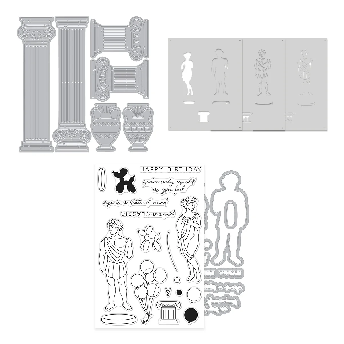 Newest Classic Columns Metal Cutting Dies Clear Stamps Layering Stencil for DIY Greeting Card Making Scrapbooking Craft Paper
