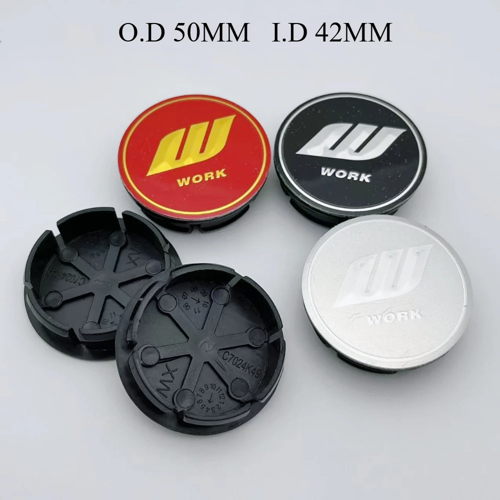 

4pcs 50mm（I.D 42MM）W Work Logo Emblem Car Wheel Center Caps Car for Fiat Wheels Hub Rim Hubcap Cnetre Cover Replace Accessories