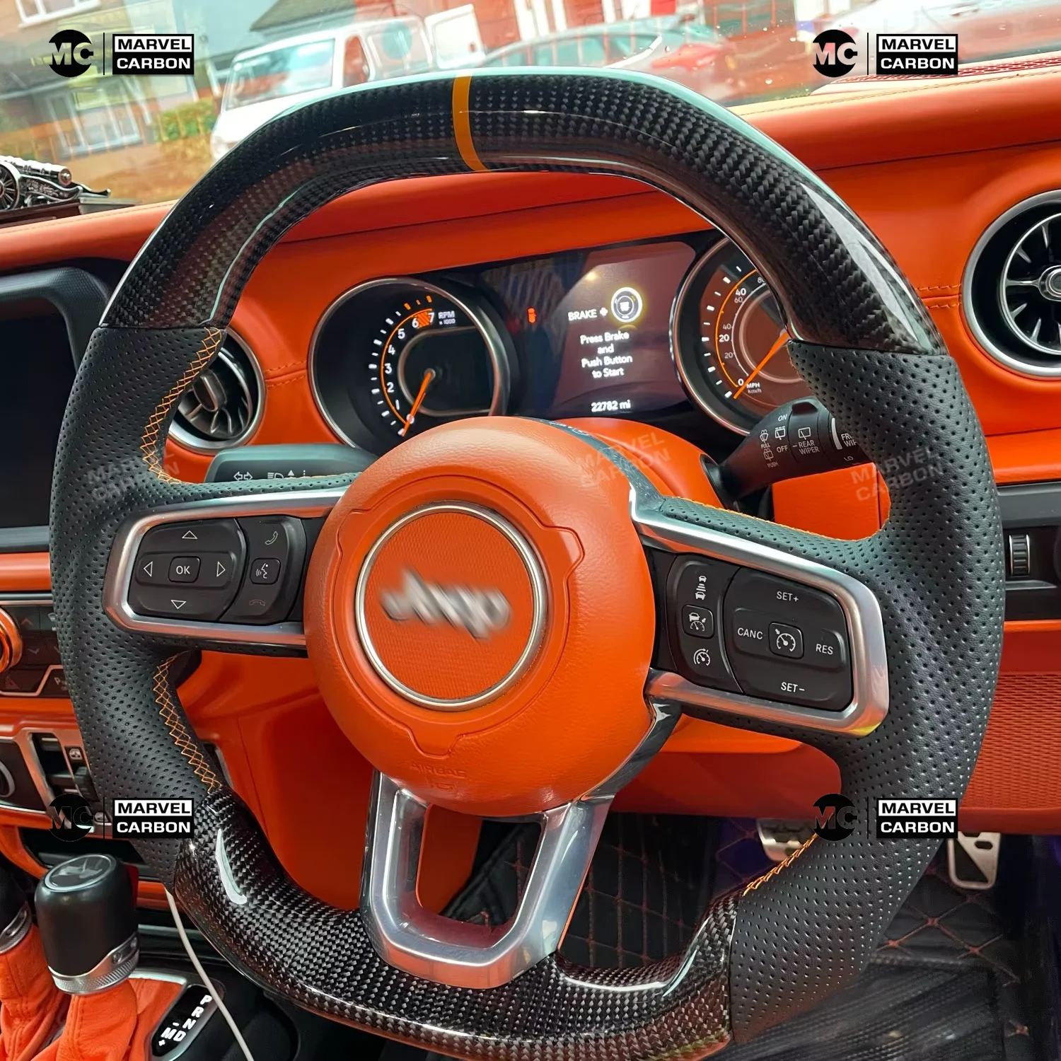 

Кованый руль из углеродного волокна для моделей Jeep Wrangler JL 2018-2023, индивидуальный руль без подушки безопасности