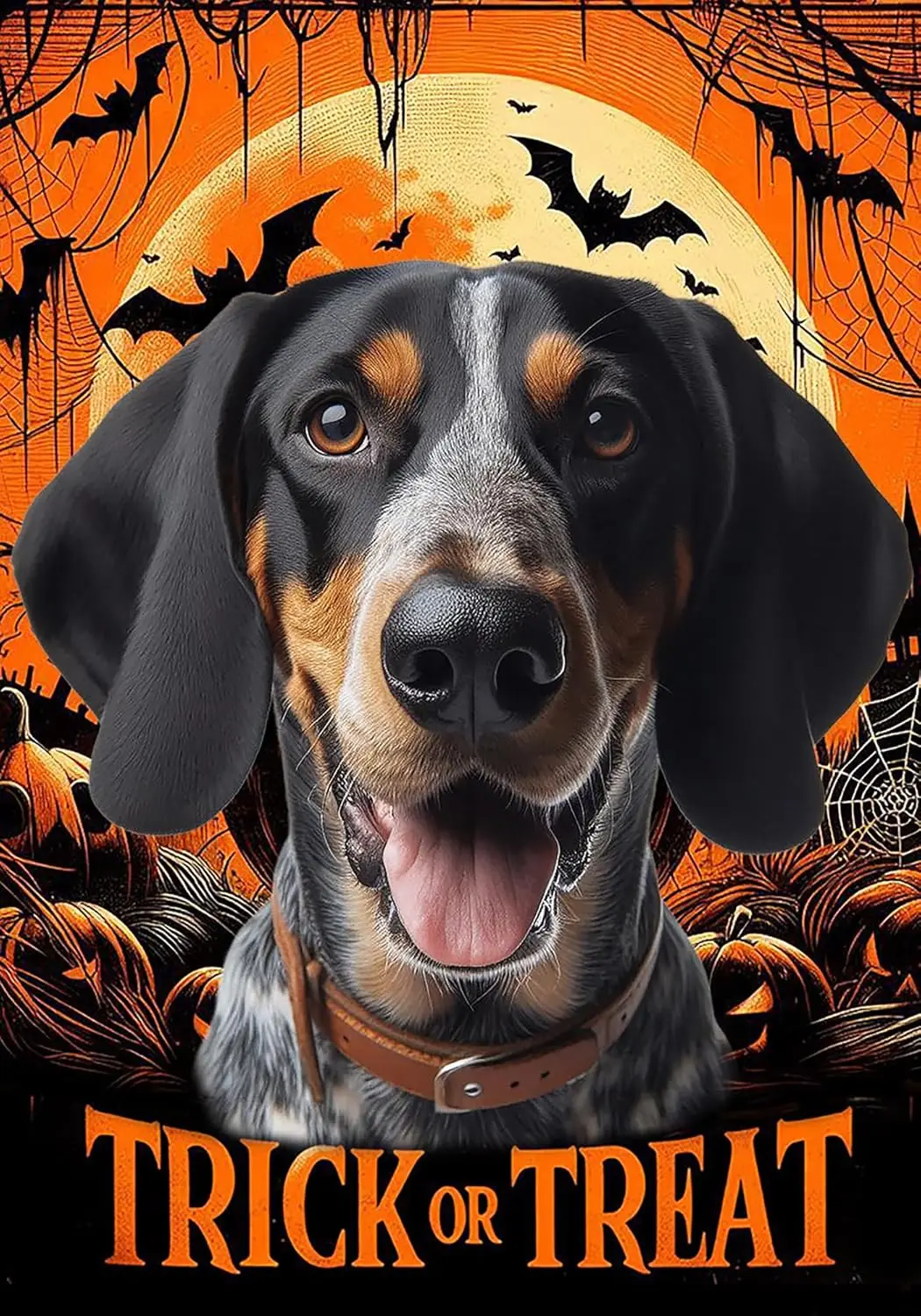 Blue Tick Coonhound - Best of Breed Halloween Garden Flag