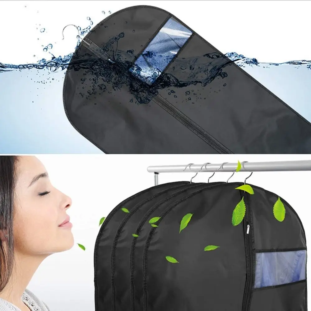 Garment Bag Clothes Dust Bag Black Grey PEVA Hanging Storage Bag Clothing Cover Waterproof Closet Organizer Coat Suit Dress - view 2