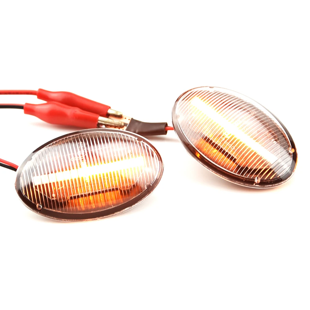 

2x Clear & Smoked Lens LED Side Marker Lamp Fender Turn Signal Dynamic Amber Lights 09.2000-12.2009 For Opel Corsa C (X01)