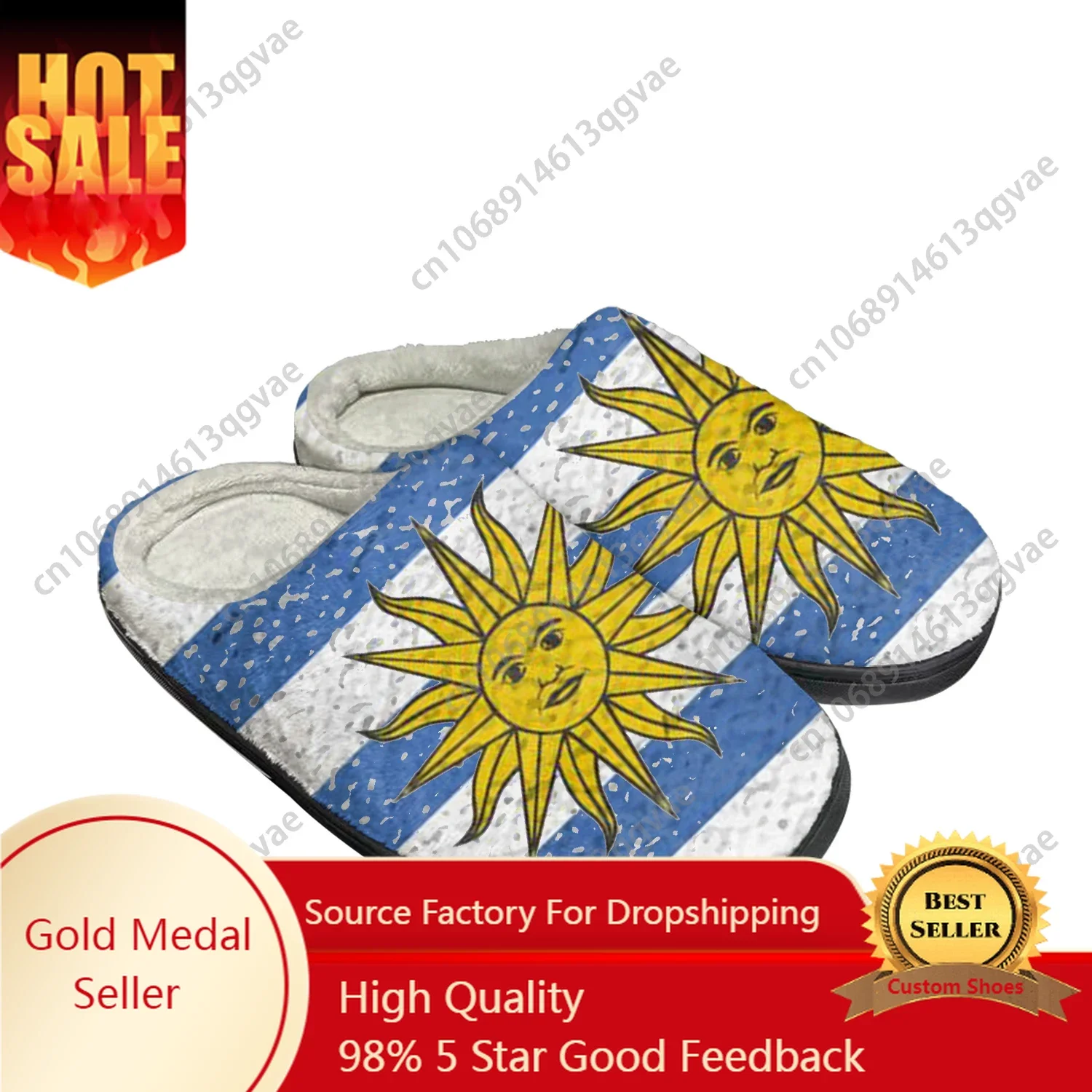 Uruguayan Vlag Home Katoen Custom Slippers Heren Dames Sandalen Uruguay Pluche Slaapkamer Casual Houden Warme Schoenen Thermisch Slipper