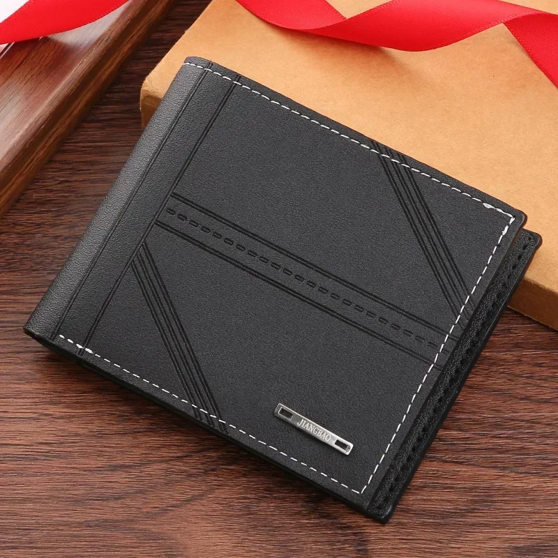 Men's Wallet Mens Short Wallet Youth Fashion Horizontal Soft Leather Business Wallet Credit IDCard Holder Wallets Billfold Purse