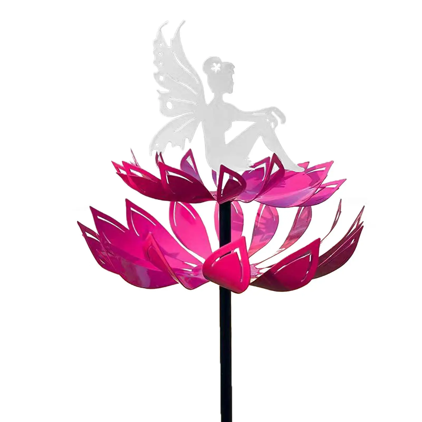 

Flower Wind Sculpture Wind Spinner Stake Pathway Decor Sturdy Metal Pinwheel
