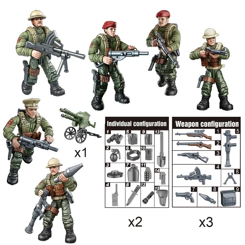 Simulazione Action Figure mobile Joint Doll compatibile con Lego Building Blocks World War II German Military Puppet Boys Toys