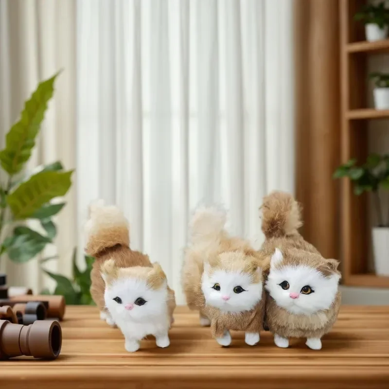Cute Simulation Cat Plush Toys Soft Stuffed Kitten Model Fake Cat Realist Animals For Kids Girls Birthday Valentine's Day Gift
