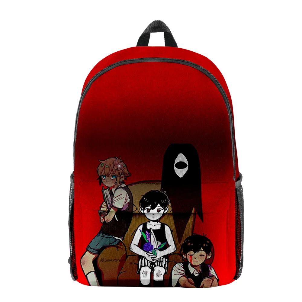 Classic Hip Hop Funny Omori pupil Bookbag Notebook Backpacks 3D Print Oxford Waterproof Boys/Girls Casual Travel Backpacks