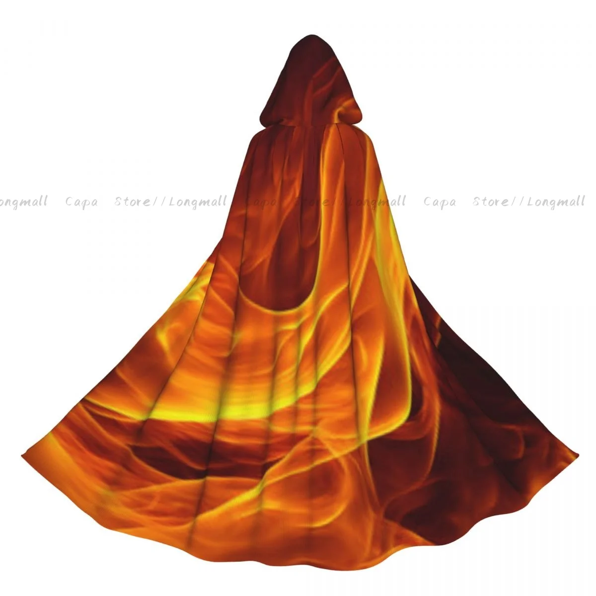 Abstract Fire Background Cloak Hooded Cosplay Costume Halloween Adult Long Party Cape