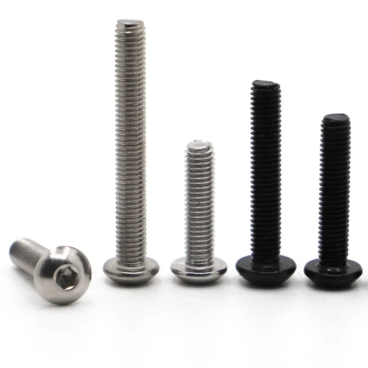 5-50p ISO7380 M2 M2.5 M3 M4 M5 M6 M8 304 A2 Round Stainless Steel or Black G10.9 Hex Socket screw Button Head Allen Bolt Screws