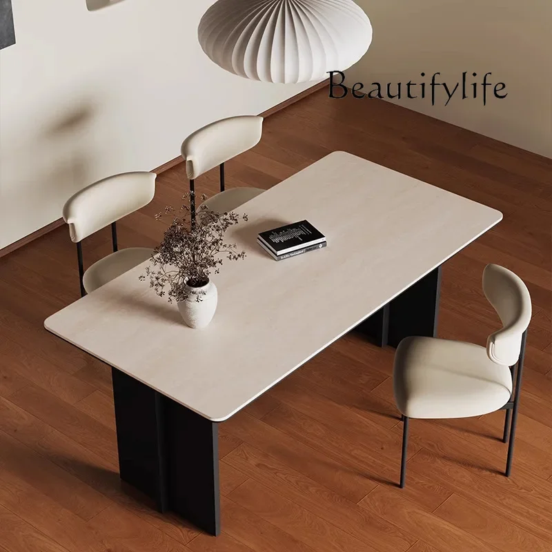 X35 Italian Medieval Travertine Rock Slab Dining Table Modern Simple Rectangular Dining Table Genshin Impact