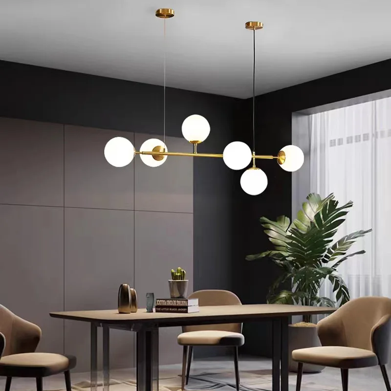 Nordic LED Pendant Lights Modern Glass Ball Suspension LOFT Chandelier dining room kitchen bar Smoke Gold Black Hanging Lamp E27 - Image 3