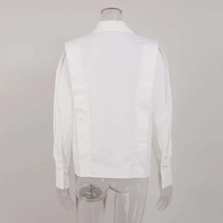 Slim Fit White Female Long Sleeve Shirt Fashion Simple Design Top Women Versatile Casual Shirt Fall Winter Outerwear Trendy Top