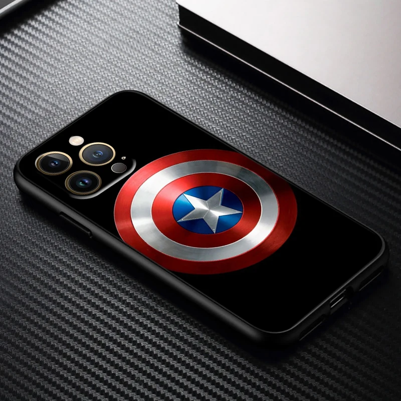 Marvel America Captain Cool For iPhone 15 14 13 12 11 XS XR X 8 7 SE Pro Max Plus Mini Black Cover Phone Case