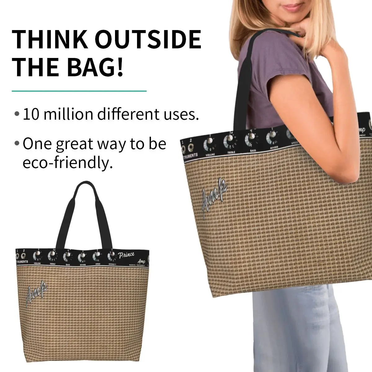 Guitar AmplifierAmp Great For MusicianGuitar Player! Shopping Tote Bag Canvas Shoulder Bags Shopper Grocery Handbag for Women