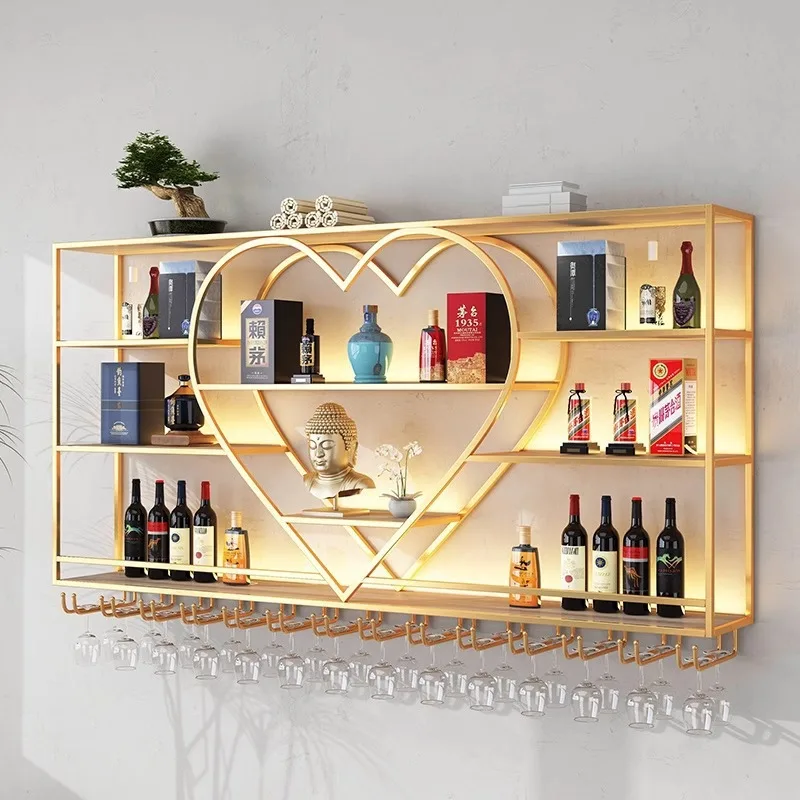 

Wine Shelf Wall Bar Wrought Iron Display Stand Industrial Restaurant Wall Hanging Bar Counter Wine Rack Wall Hanging Wine Cabine