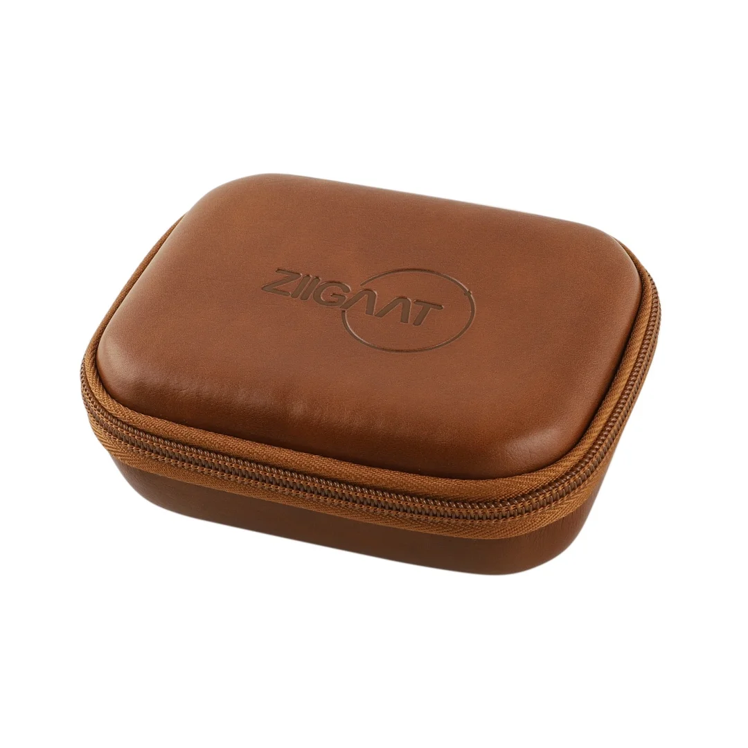 ZiiGaat PELLEPOD Estojo de couro para fones de ouvido, à prova d'água, caixa de armazenamento IEM, bolsa de transporte rígida, caixa de armazenamento protetora adequada para fone de ouvido