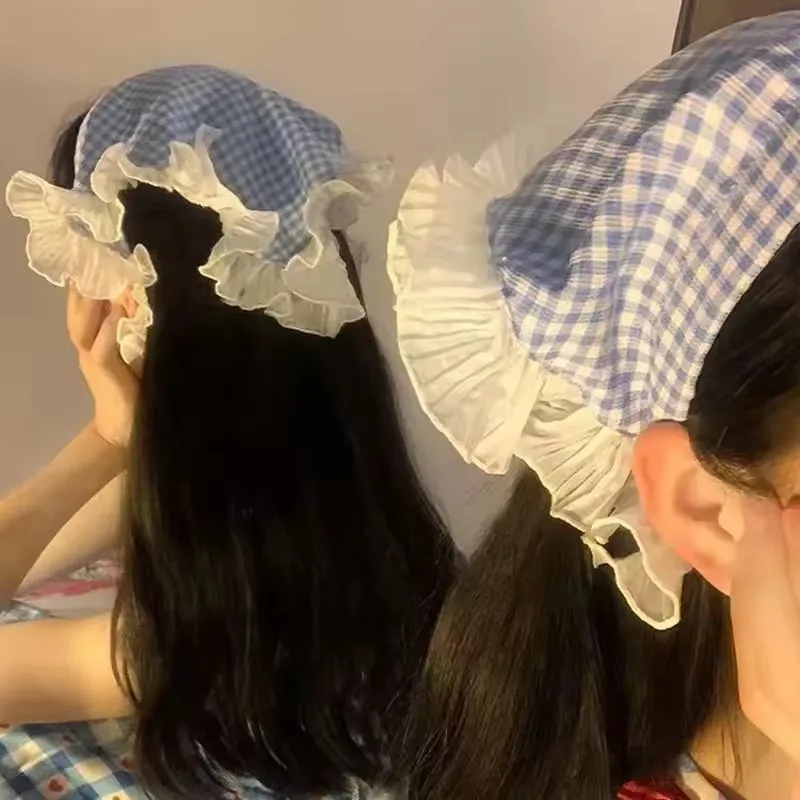 Summer Lace Triangle Headscarf Woman Elegant Lace Bohemia Scarf Sweet Bandana Sunscreen Headwrap Hair Hoop Girl Court Bonnet