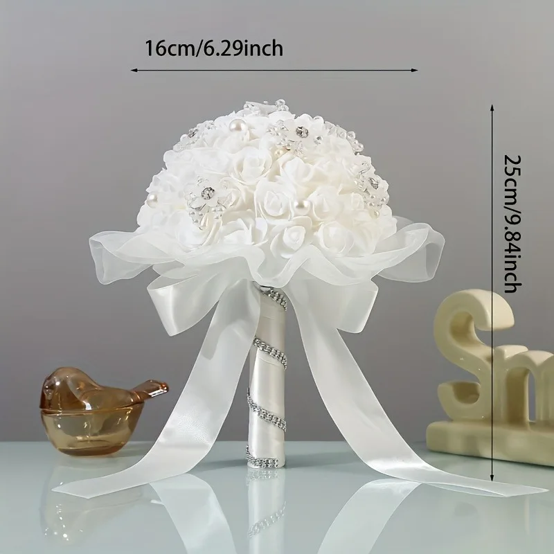 ضفائر العروس تحمل باقات، ورود صناعية، باقات زفاف صناعية، زهور زخرفية تحمل عروس مزيفة