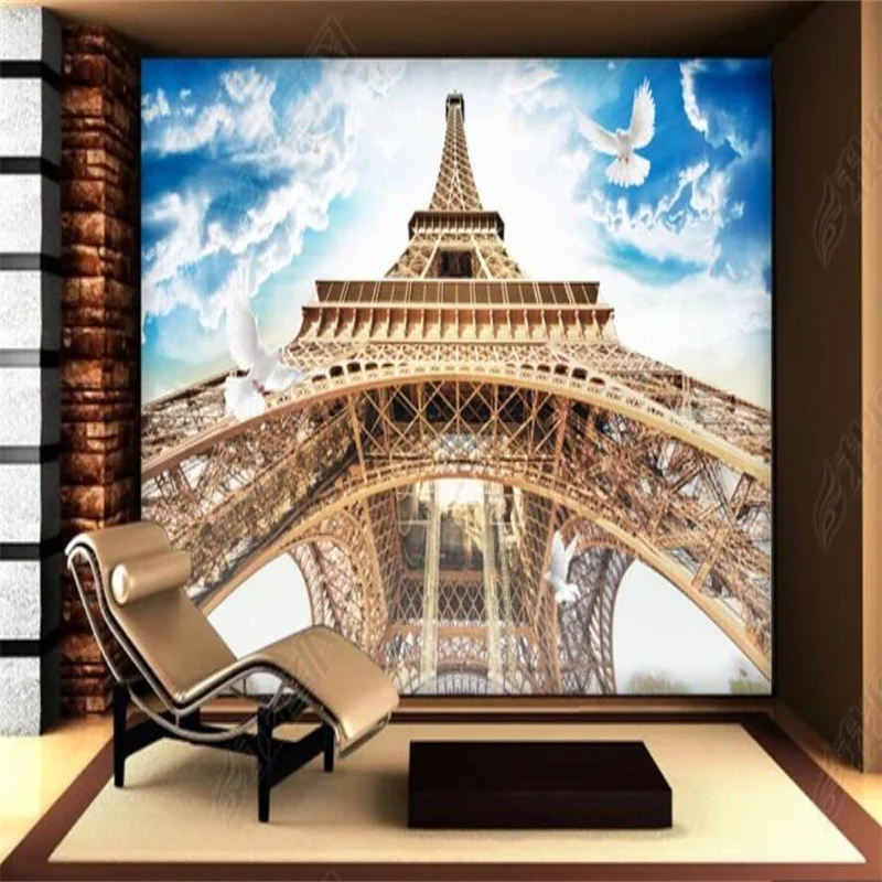 

Custom Wallpaper France Paris Eiffel Tower Mural 3D Photo Wall Paper Home Decor Self Adhesive Contact Paper Papel Tapiz