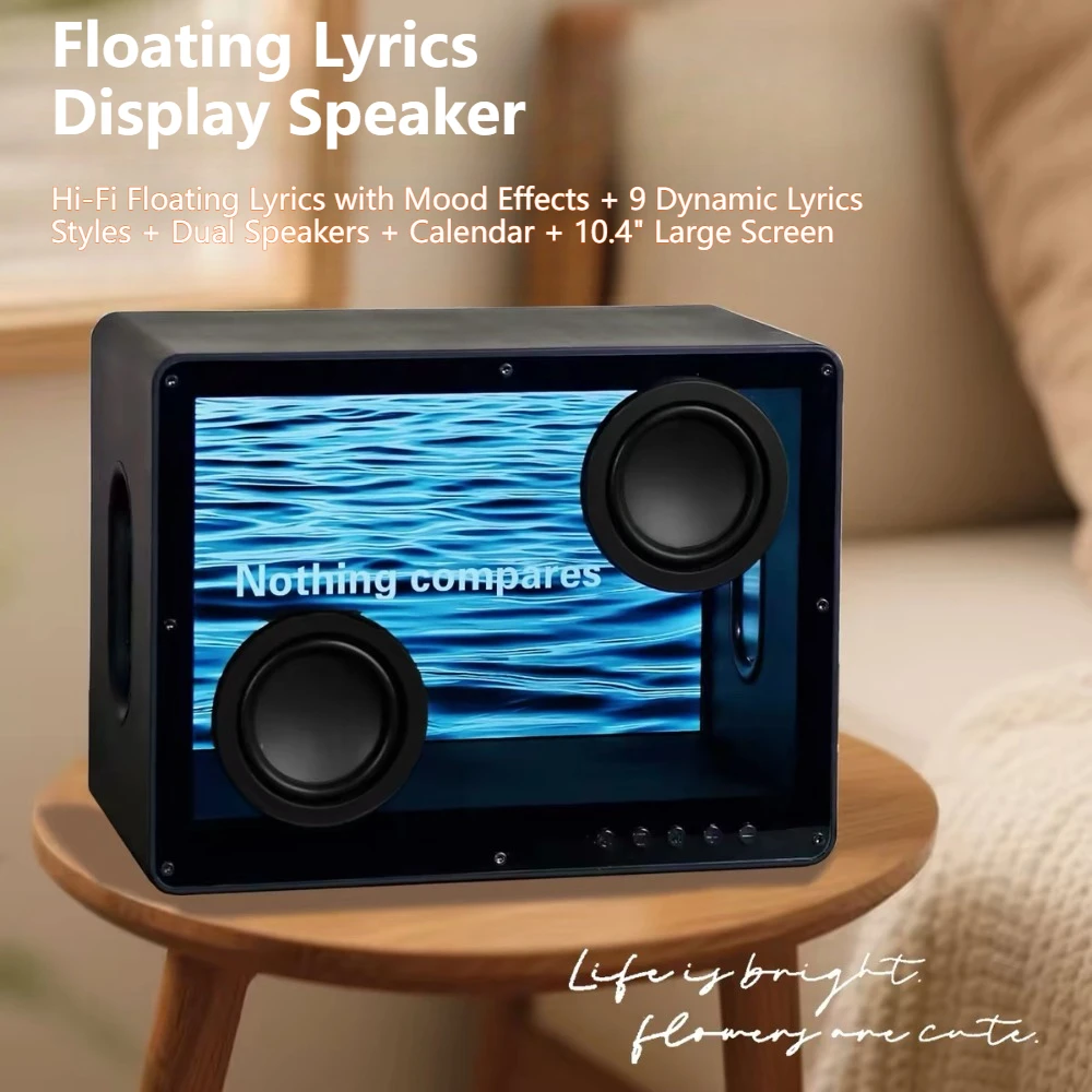 Floating Lyrics Display Bluetooth Speaker, Retro Transparent Portable Speaker with TF Card Slot