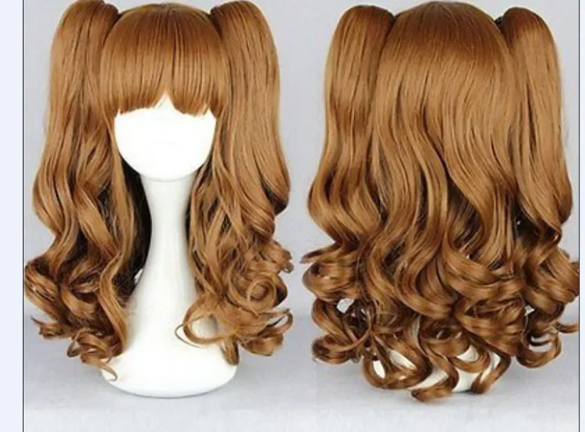 Neue Mode 70cm lange braune lockige gewellte Cosplay Haar Perücken für Frauen Weihnachten Halloween Kostüm Party Perücken