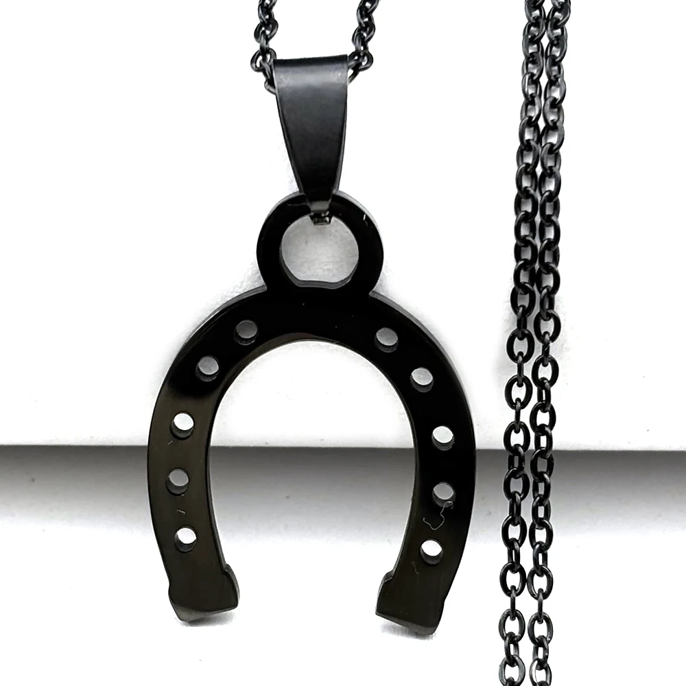 Vintage Glücks-Hufeisen-Anhänger-Halskette für Frauen und Mädchen, Edelstahl, goldfarben, Glücksbringer, modischer Pferde-Tier-Schmuck, Geschenk – Detail 7