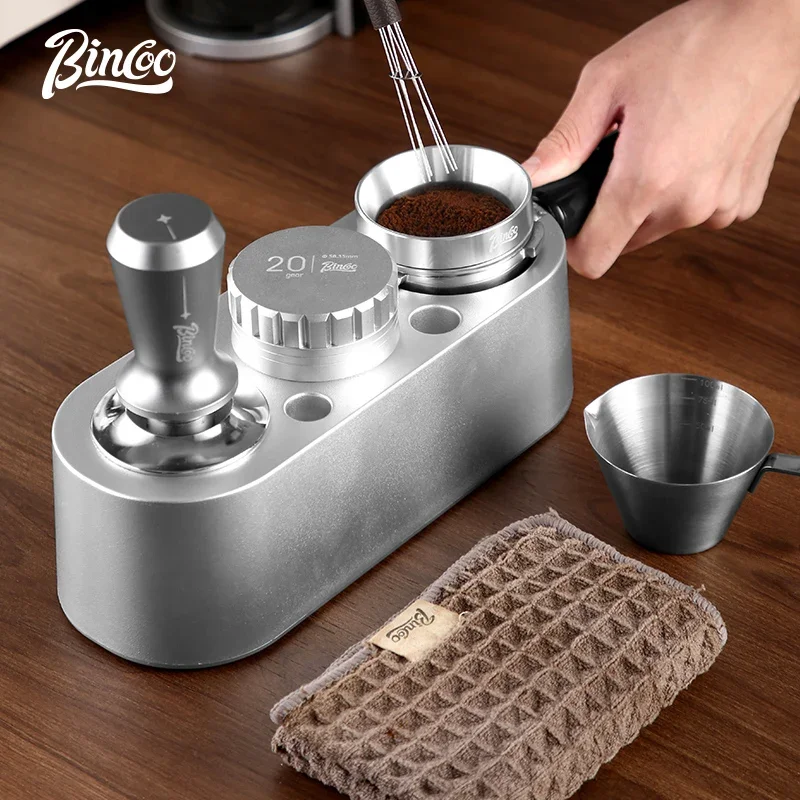 Bincoo Coffee Pressing Powder Base Pressing Powder Hammer Distributor Three-piece Set Italian Coffee Full Set Utensil Storage Bo