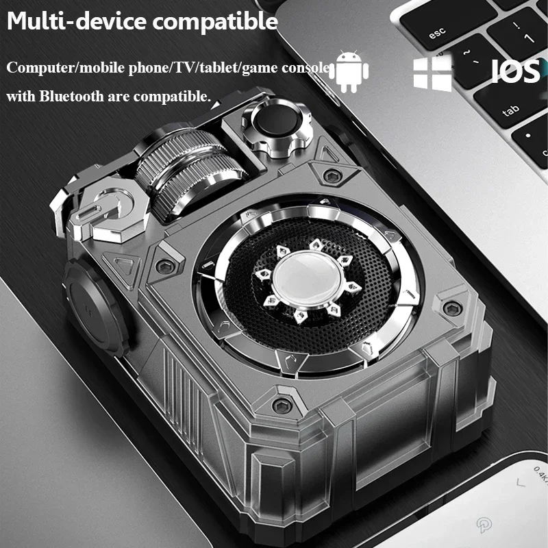 Mechanical Subwoofer Mini Bluetooth Speaker Mecha Style Waterproof IPX5 Cinema-grade Sound Effects Outdoor Indoor Music Player