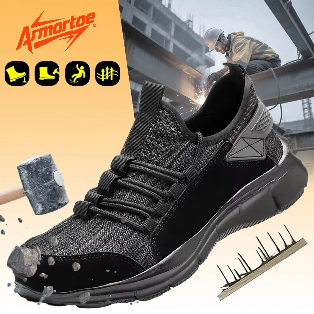 

ArmorToe Steel Head Four Seasons Models Anti-smash Anti-stabbing Safety Shoes Wear-resistant Breathable Work Shoes #Armor2668