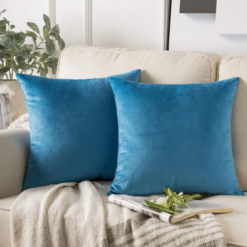 Velvet Solid Pillow Cover Removable Washable Sofa Cushion Case Soft Cozy Home Decor