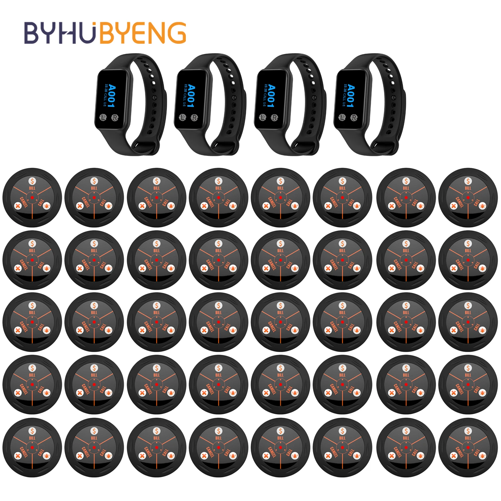 BYHUBYENG Draadloos oproepsysteem Horlogeontvanger Beller Wachthorloge Pager met belknoppen voor Restaurant Cafe Hotel