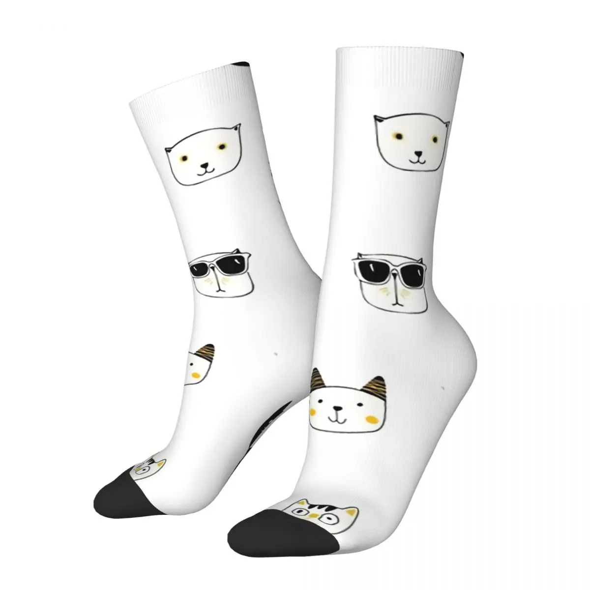 

Hip Hop Vintage Cool Kitties Crazy Men's Socks Cat Unisex Harajuku Seamless Printed Funny Novelty Crew Sock Boys Gift