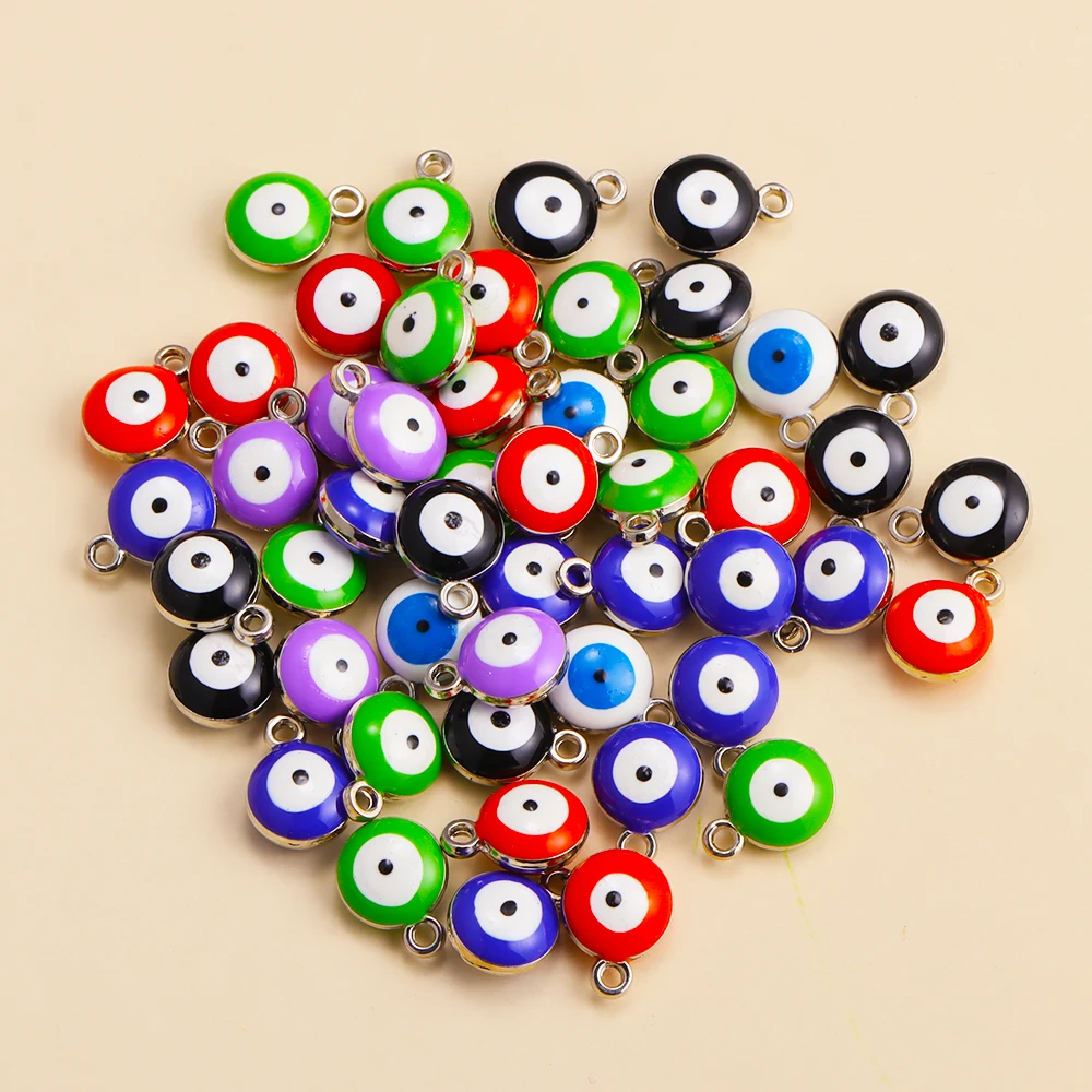 Silver Plated Alloy Evil Eye Charms for DIY Jewelry Making