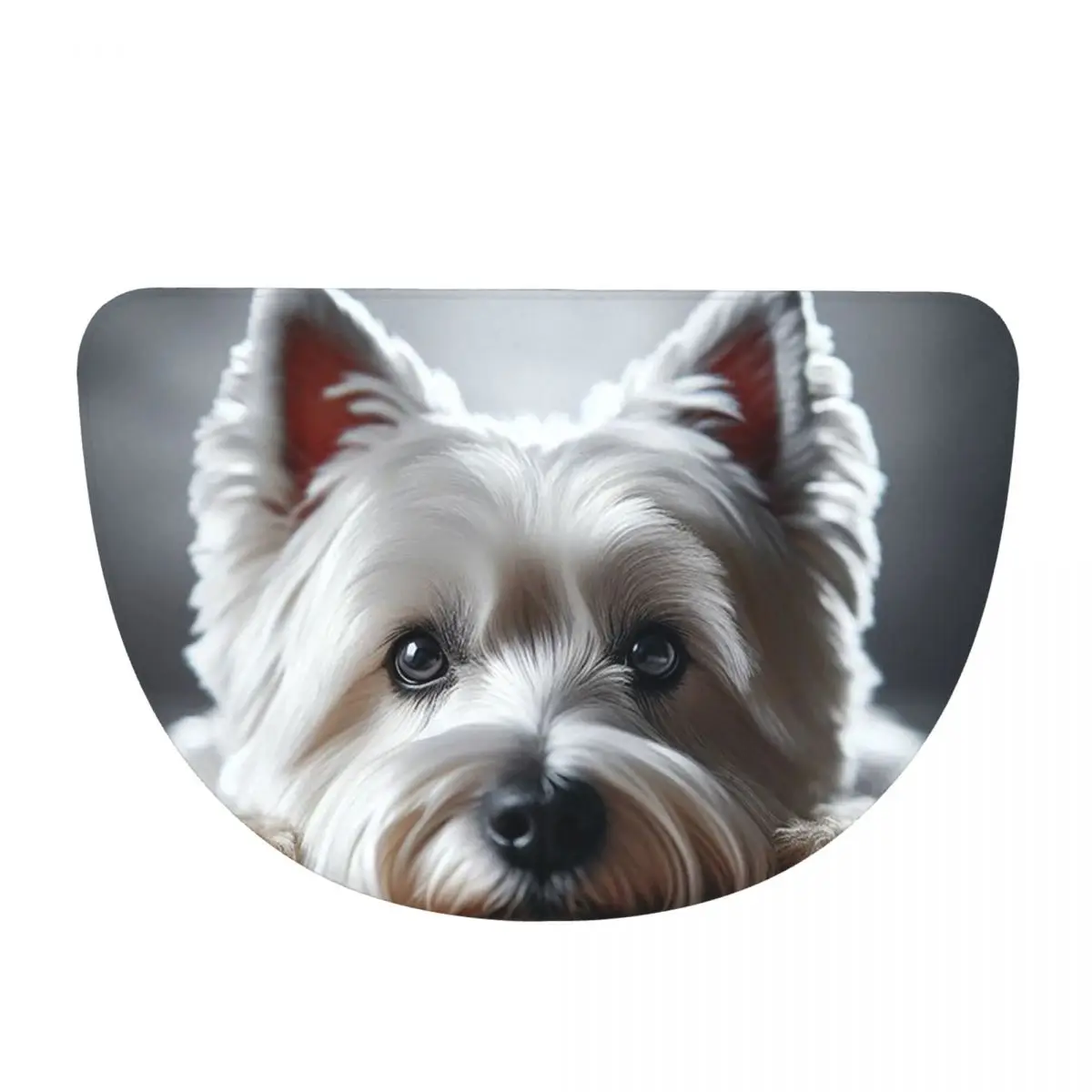 West Highland White Terrier Flannel Half Round Doormat Non Slip Bathroom Mat Absorbent Floor Carpet for Laundry Room Bathroom