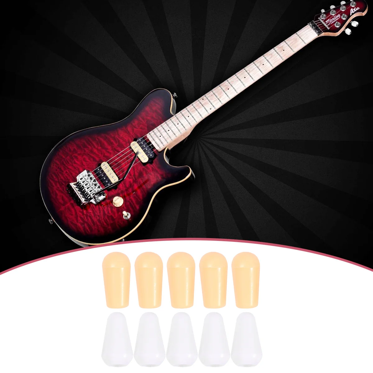 

10Pcs Button Caps Plastic Lid for Electric Guitar Switch 5-Level Durable Replacement Cover White Yellow Electric Guitar Caps