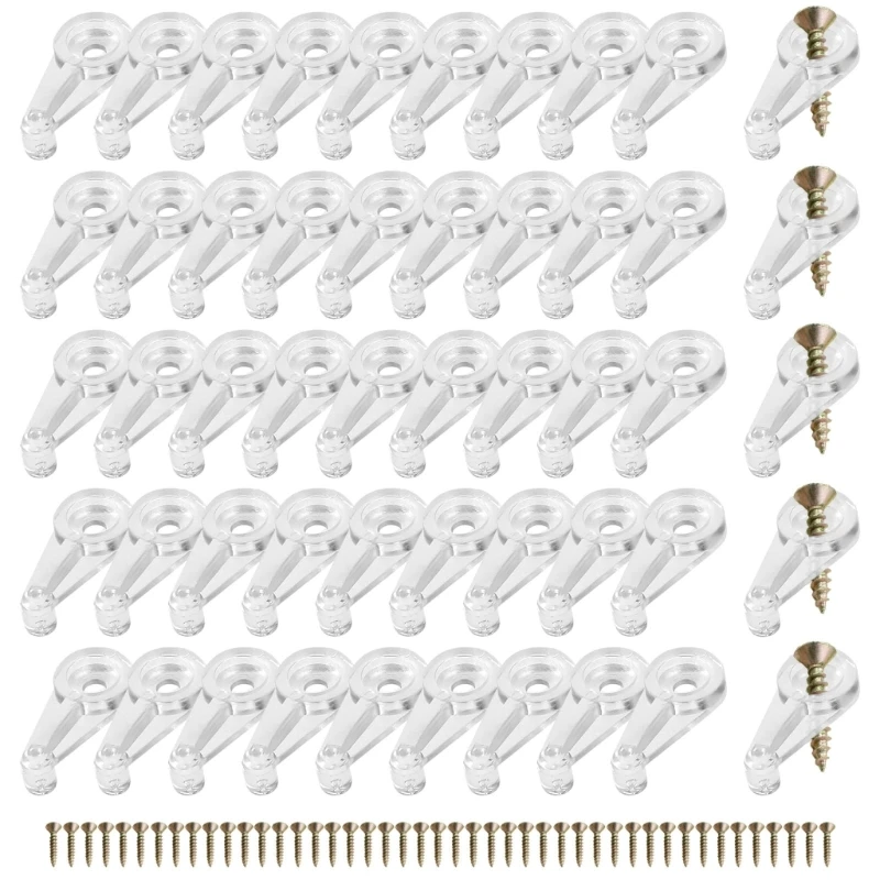 LXAF Sturdy Glass Clip Set Easy & Convenient Glass Clip Durable for Cabinet Doors 50pcs with Screws for Easy Installation