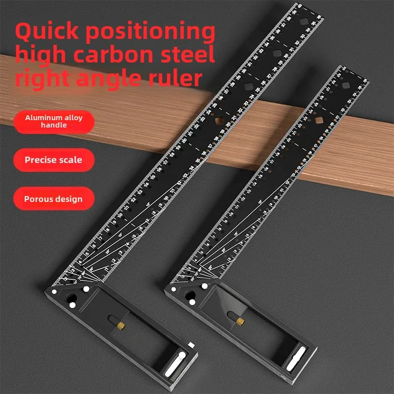 Multifunctional Right Angle Ruler 90 Degree Hole Angle Ruler for Woodworking 45 High-Precision Industrial Grade Positioning a...