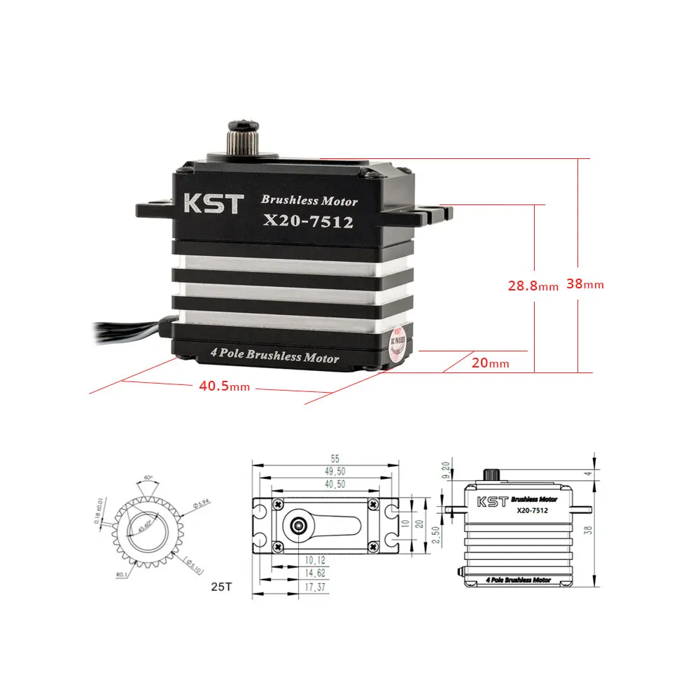 KST X20-7512 82Kgf.cm 0,11 Sek. Hochleistungs-Bürstenloser Servo – Detail 6