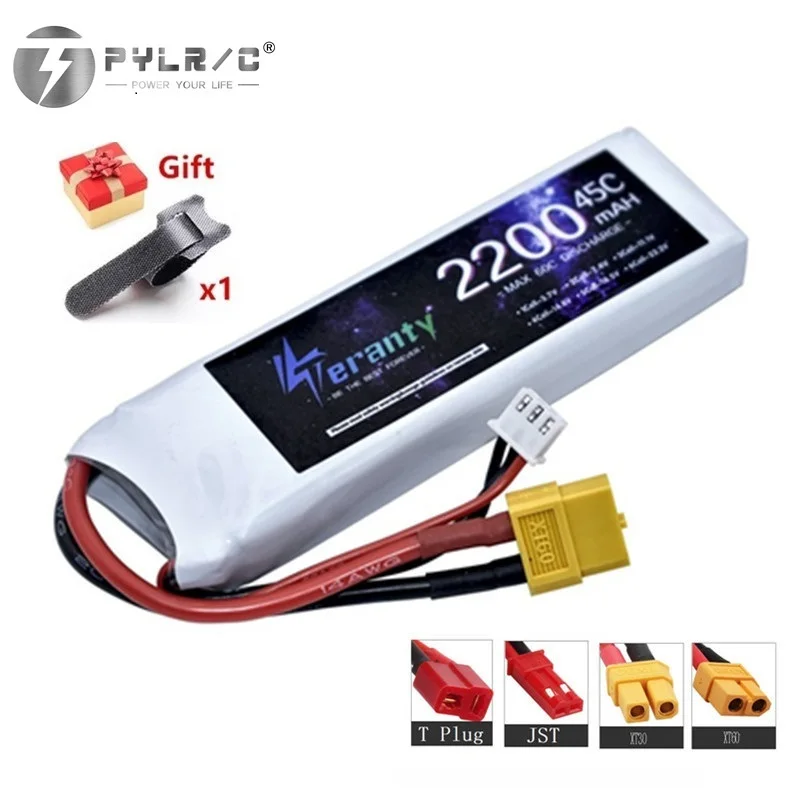 7.4v 2200mAh 45C LiPo Battery With T JST XT30 XT60 Plug For RC Quadcopter Helicopter Car Boat Drones Spare Parts 7.4V 2S Battery